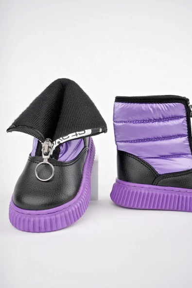 Muggo CANDY Garantili Bebek Rahat Kalıp Önü Fermuarlı İçi Kürklü Yağmur ve Kar Botu - 10