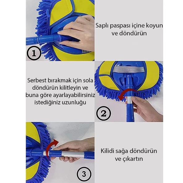 Polham Mikrofiber Teleskopik Saplı Ayarlanabilir Kuru Islak Araç Yıkama Fırçası, Oto Temizleme Fırçası - 6