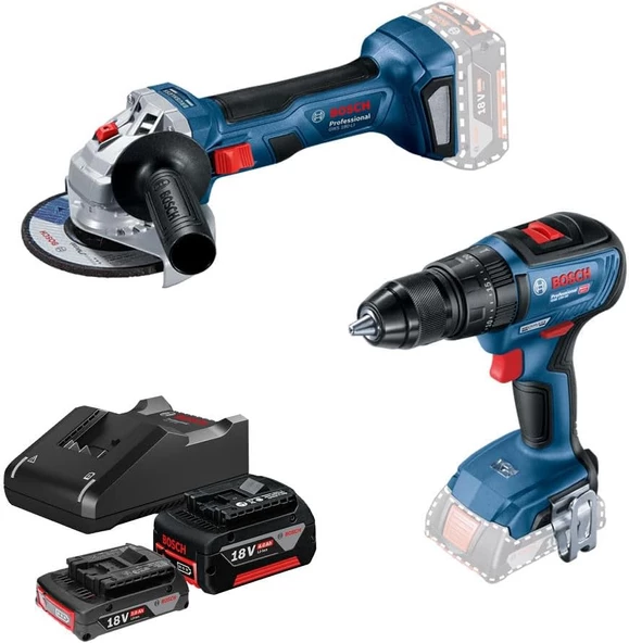 Bosch GSB 18V-50 Darbeli Delme/Vidalama + GWS 180-LI Taşlama Makinesi - 0615990M8S