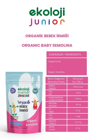 Organik Bebek İrmiği 250 Gr 3 lü Paket  Organic Baby Semolina 250 Gr 3 pack - 3