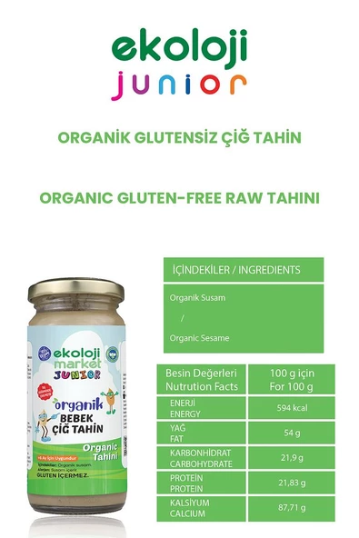 Organik Bebek Çiğ Tahin 230 Gr 3 lü Paket Organic Baby Raw Tahini 230 Gr 3 Pack - 3