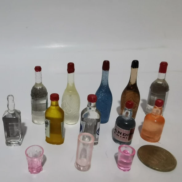 minyatür cam görünümlü şiseler 12 parça. - 4