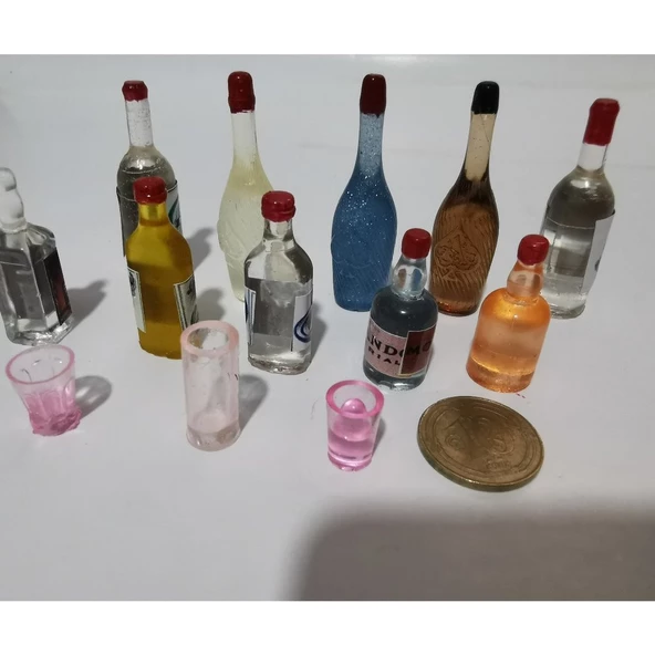 minyatür cam görünümlü şiseler 13 parça. - 5