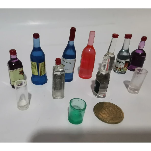 minyatür cam görünümlü şiseler 12 parça. - 4