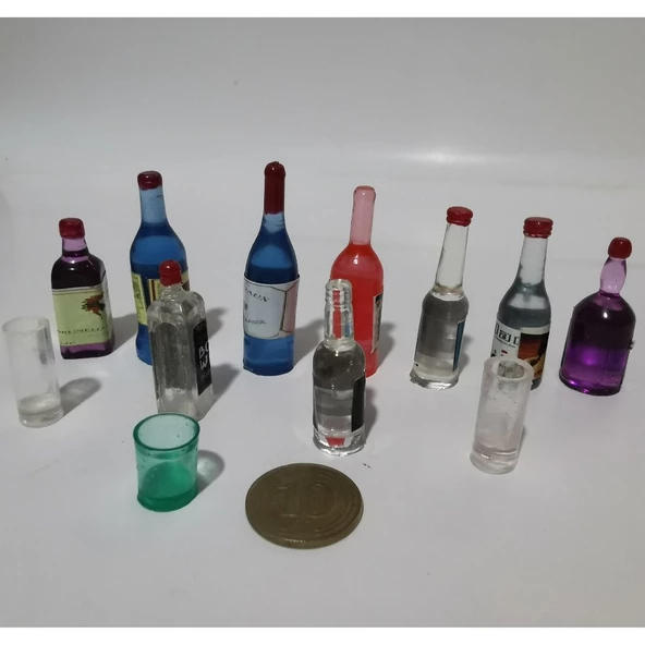 minyatür cam görünümlü şiseler 12 parça. - 5