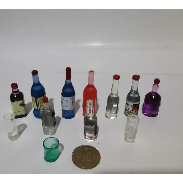 minyatür cam görünümlü şiseler 12 parça. - 3