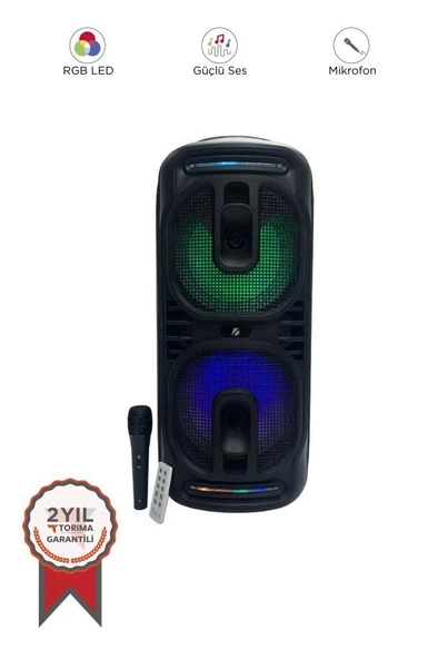 Torima KTS-1819 Siyah RGB Ledli Dahili Mikrofon Kumandalı Bluetooth Hoparlör Speaker