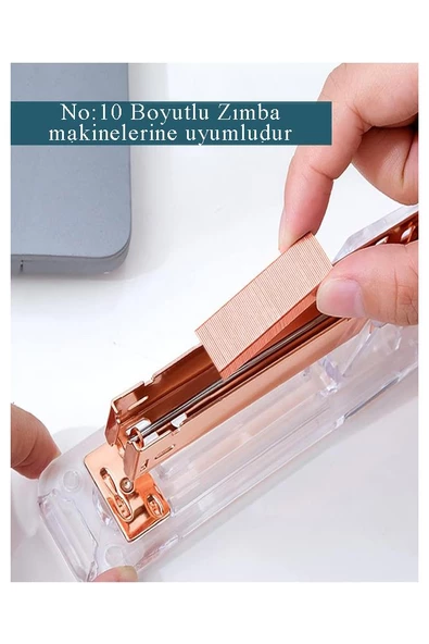 Zımba Teli Küçük No:10 1000 li Bakır Sarı 1 Paket Küçük Zımba Teli 15 Yaprak Zımbalama Kapasiteli Büro Ofis Okul - 2