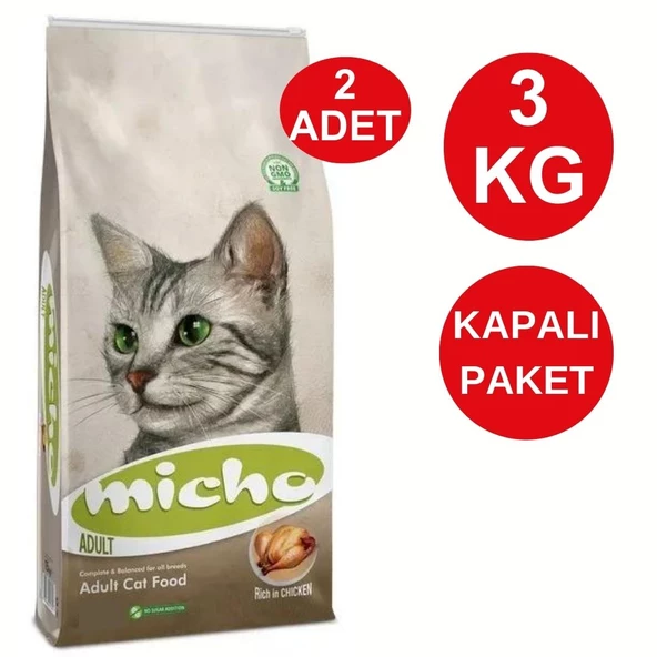 Micho Yetişkin Kedi Maması 3 Kg X 2 Adet