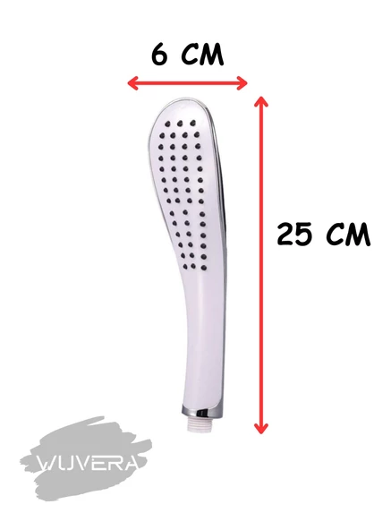 WUVERA Banyo Duş Başlığı Fiskiyesi Telefonu Oval Başlık Beyaz Duş Seti - 6