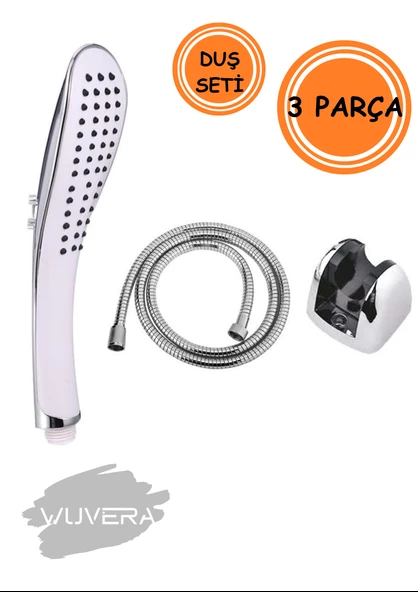 WUVERA Banyo Duş Başlığı Fiskiyesi Telefonu Oval Başlık Beyaz Duş Seti - 2