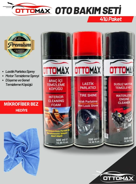 Ottomax Oto Temizlik Seti  5 Parça  Motor Temizleyici Detay Temizlik Köpüğü Lastik Parlatıcı - 5
