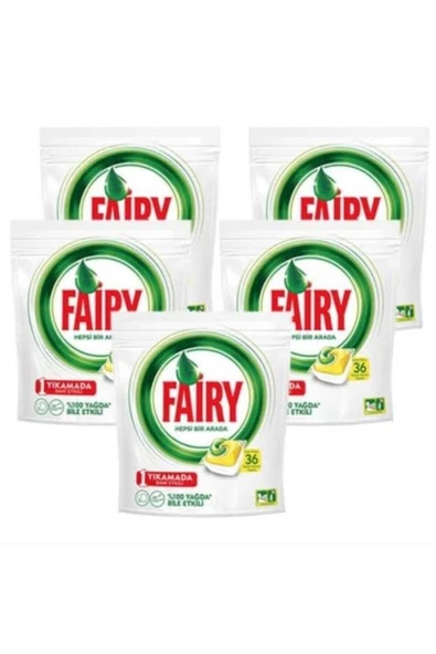 Fairy Hepsi Bir Arada Limon 36 Yıkama Makine Kapsülü X5