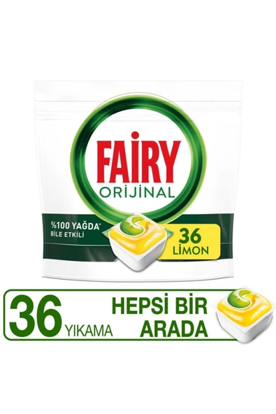 Fairy Hepsi Bir Arada Limon 36 Yıkama Makine Kapsülü X5 - 3