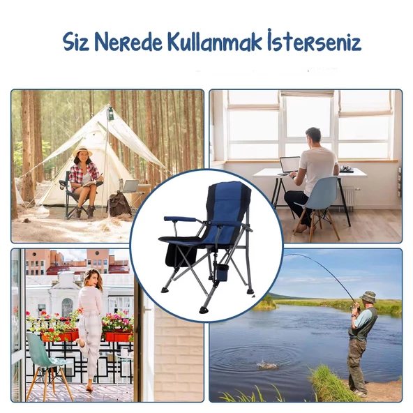 Efsane Kamp - Profesyonel Fold&Go Katlanır Kamp Sandalyesi – Mavi - 7