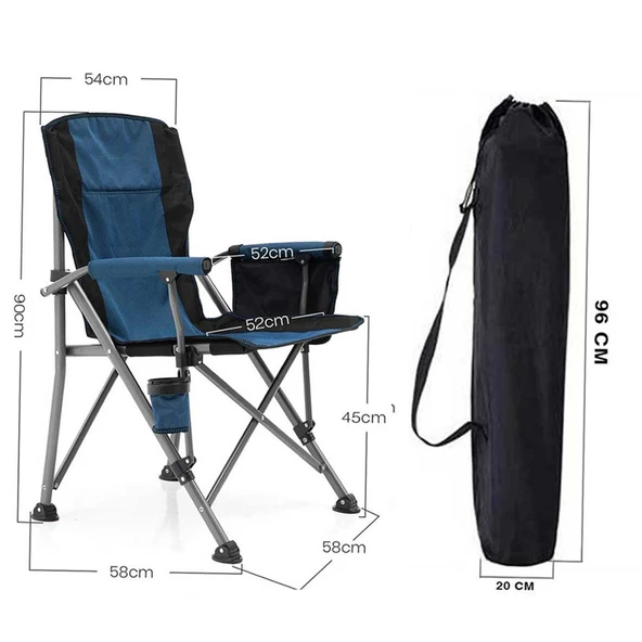 Efsane Kamp - Profesyonel Fold&Go Katlanır Kamp Sandalyesi – Mavi - 8