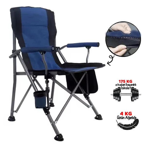 Efsane Kamp - Profesyonel Fold&Go Katlanır Kamp Sandalyesi – Mavi - 2