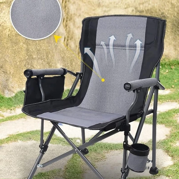 Efsane Kamp - Profesyonel Fold&Go Katlanır Kamp Sandalyesi – Gri - 6