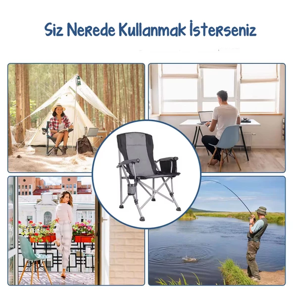 Efsane Kamp - Profesyonel Fold&Go Katlanır Kamp Sandalyesi – Gri - 8