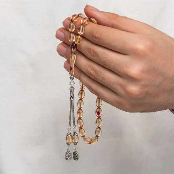 Himarry Gümüş Püsküllü Sıkma Kehribar Tesbih - Resim 2