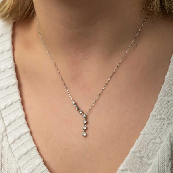 Himarry Gümüş Zirkon Sıra Taşlı Kadın Kolye - Resim 5