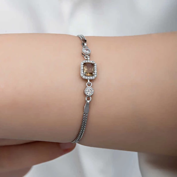Himarry ​Gümüş Kare Zultanit Taşlı Kadın Bileklik - Resim 5