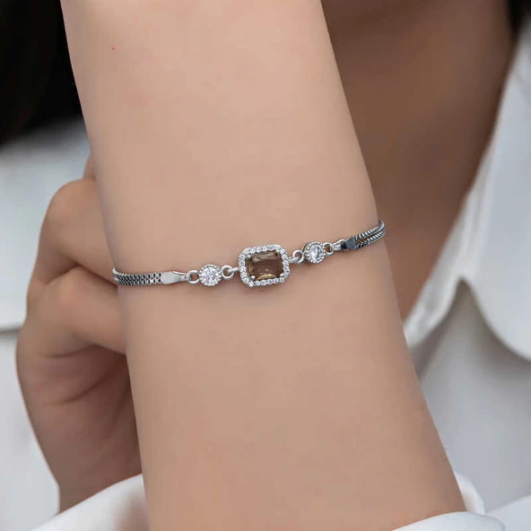Himarry ​Gümüş Kare Zultanit Taşlı Kadın Bileklik - Resim 2