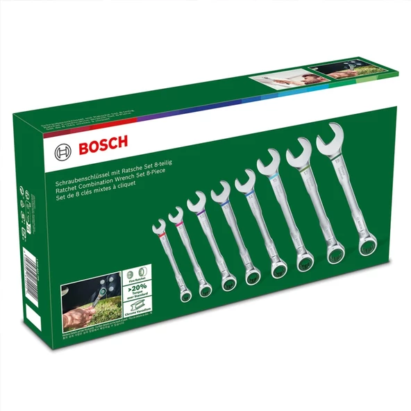 Bosch Cırcır Kombine Anahtar Seti 8 Parça - 1600A027PS - 3