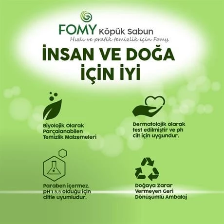 FOMY Doğal ve Narin El Temizleme Köpüğü - Özenle Hazırlanmış Nemlendirici Yenileyici Formül 4x300ml - 4