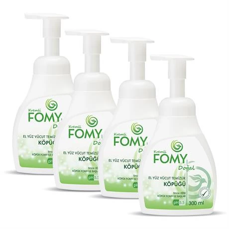 FOMY Doğal ve Narin El Temizleme Köpüğü - Özenle Hazırlanmış Nemlendirici Yenileyici Formül 4x300ml