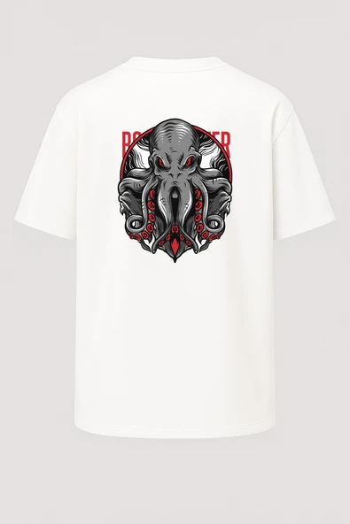 Oversize Boss Master Ahtapot Baskılı Unisex Tişört - Resim 5