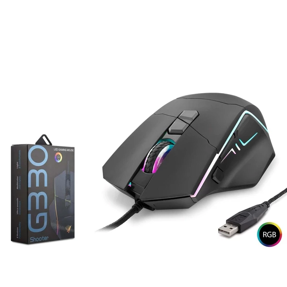 Hadron G330 Shooter 6400 DPI RGB 1.5mt USB Kablolu Oyuncu Mouse