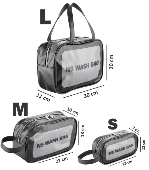 Şeffaf Seyahat Makyaj Organizeri Kozmetik Çantası 3'lü Set - 9