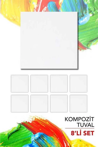 12x12 cm Pres Kompozit Tuval 8'li Paket