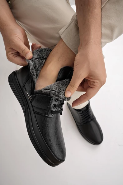 Muggo DEWEY Garantili Fermuarlı Bağcıklı Kürklü Soğuk Geçirmez Erkek Bot - 7