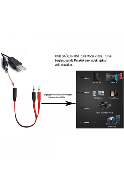 Pell M9000 Kablolu Oyuncu Kulak Üstü Kulaklık 3.5mm Jack Usb Mikrofonlu Kulaklık - 2
