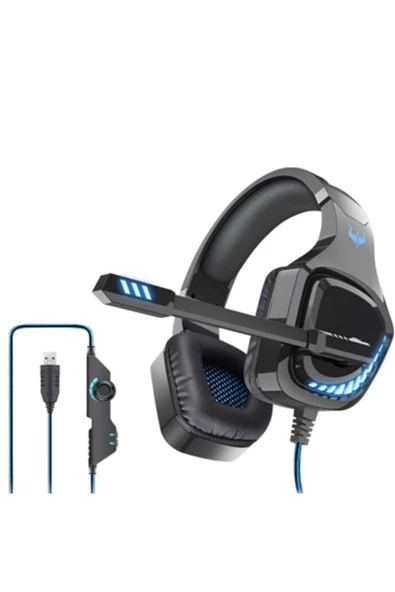Pell Kablolu Oyuncu Kulaklığı  GT97 LED Stereo Siyah - 2