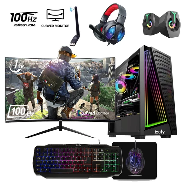 İzoly FX60 İ5-4400 16GB 512GB SATA SSD RX 550 4GB GDDR5 24"100Hz Oyuncu Masaüstü Bilgisayarı