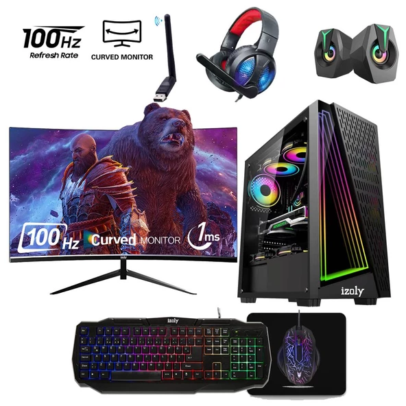 İzoly RX44 İ5-4400 16GB 512GB SATA SSD RX 580 8GB GDDR5 24"100Hz Oyuncu Masaüstü Bilgisayarı