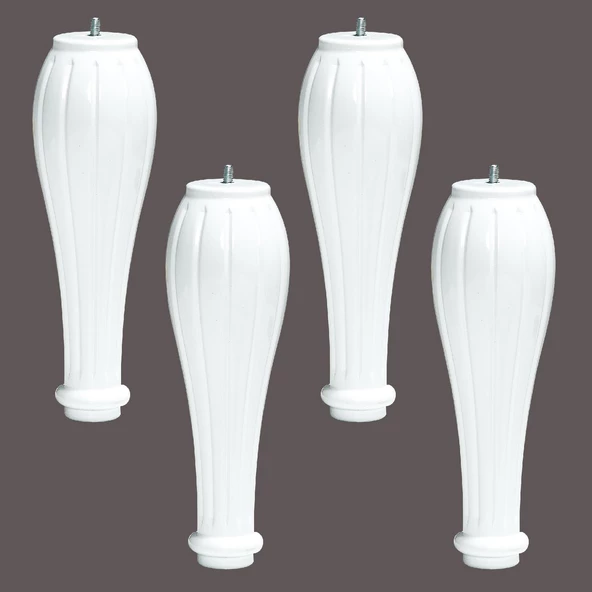 Pırlanta Plastik Sehpa Ayağı 30 cm Beyaz Renk 4 Adet Mobilya Orta Sehpası M8 Civatalı Ayak Ayaklar - Resim 5