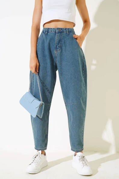 Arka Tokalı Diz Pensli Kot Pantolon Kahve Tint - 2