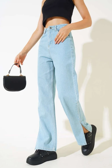 Salaş Yırtmaçlı Kot Pantolon Yeşil Tint - 2