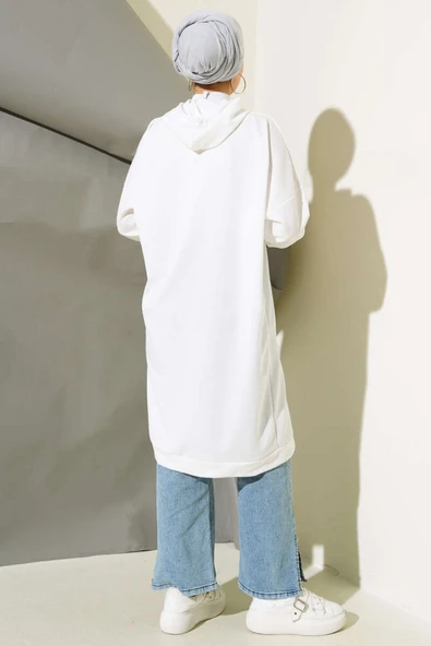 Kanguru Cepli Tunik Beyaz - Resim 3