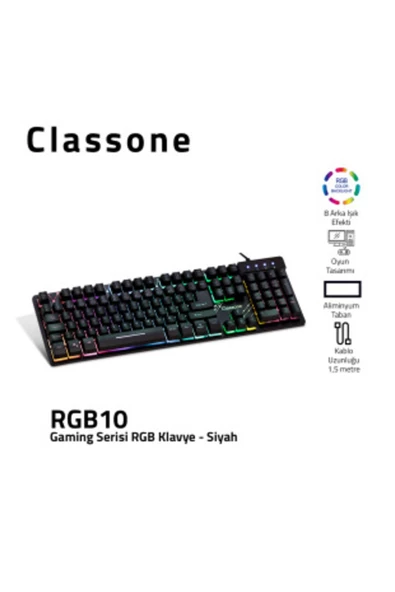 Classone RGB10 RGB Kablolu Oyuncu Klavyesi - 4
