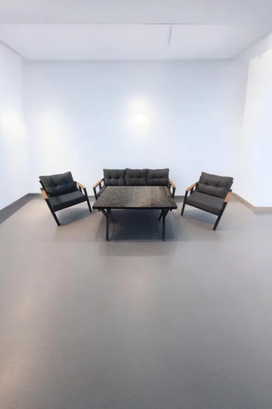 Pimango Pi elize Bahçe Balkon Mobilyası Antrasit 3+1+1 ve Perla Masa - 3