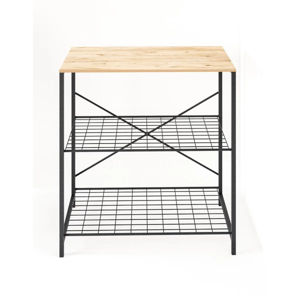 Eportatif Çok Amaçlı Mutfak Rafı Bangosu Masa Geniş Çam 1439 - 5