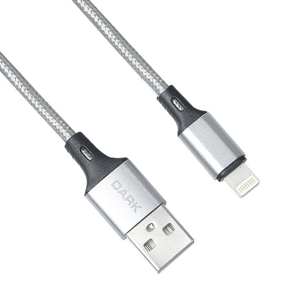 DARK DK-CB-LT100BR USB TO LIGHTNING 1MT ÖRGÜLÜ QUICK CHARGE DESTEKLİ ŞARJ VE DATA KABLOSU