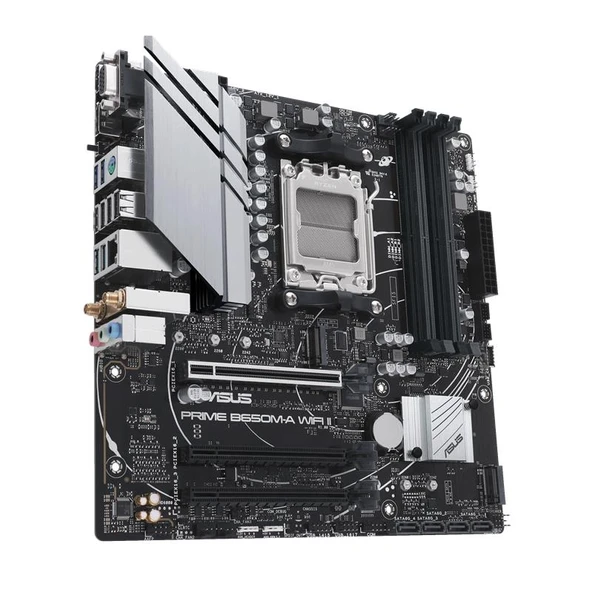 ASUS PRIME B650M-A WIFI II DDR5 6400MHZ 1XVGA 1XHDMI 1XDP 2XM.2 USB 3.2 MATX AM5 ( AMD AM5 7000 SERİSİ İLE UYUMLU ) - 3
