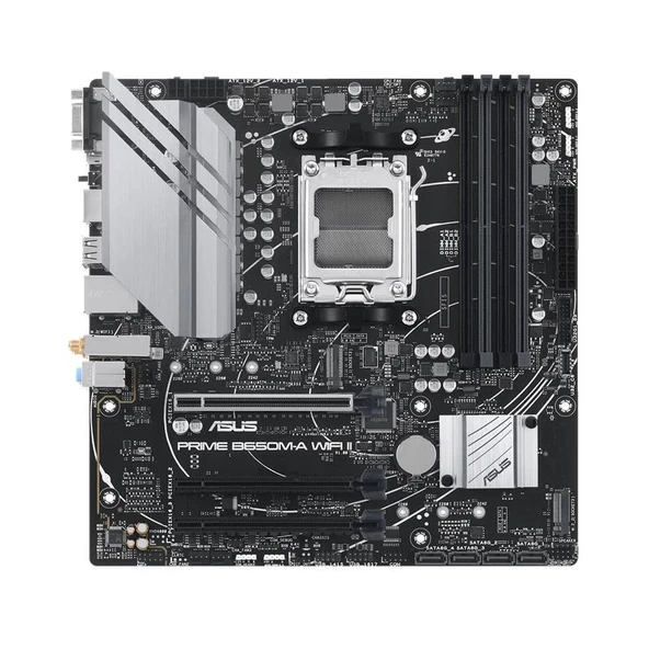 ASUS PRIME B650M-A WIFI II DDR5 6400MHZ 1XVGA 1XHDMI 1XDP 2XM.2 USB 3.2 MATX AM5 ( AMD AM5 7000 SERİSİ İLE UYUMLU ) - 2