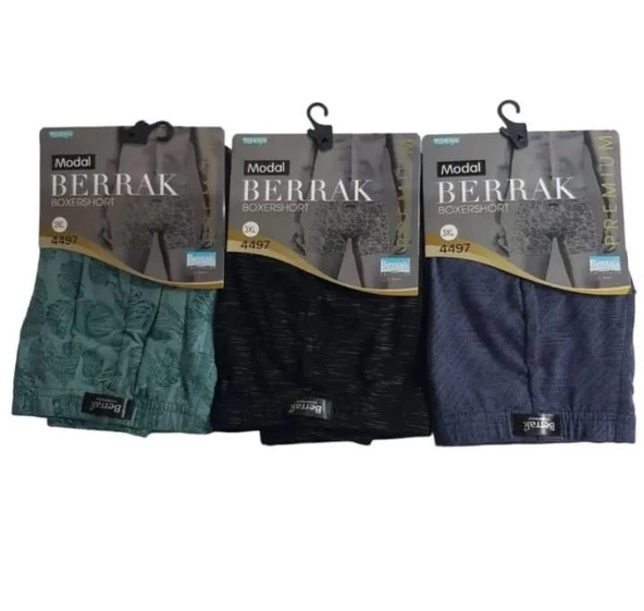BERRAK 4497 ERKEK MODAL DESENLİ BOXER 3 ADET  3XL ÇOK RENKLİ - 2
